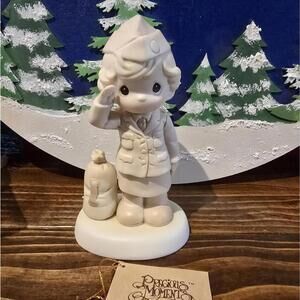 1991 Precious Moments Figurine 527289 - Bless Those Who Serve Their Country Girl